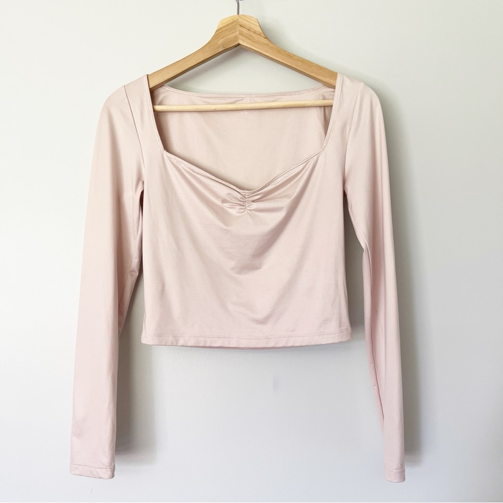 Aritzia Sunday Best Top Size Small Lione Longsleeve Pink Sweetheart Neckline